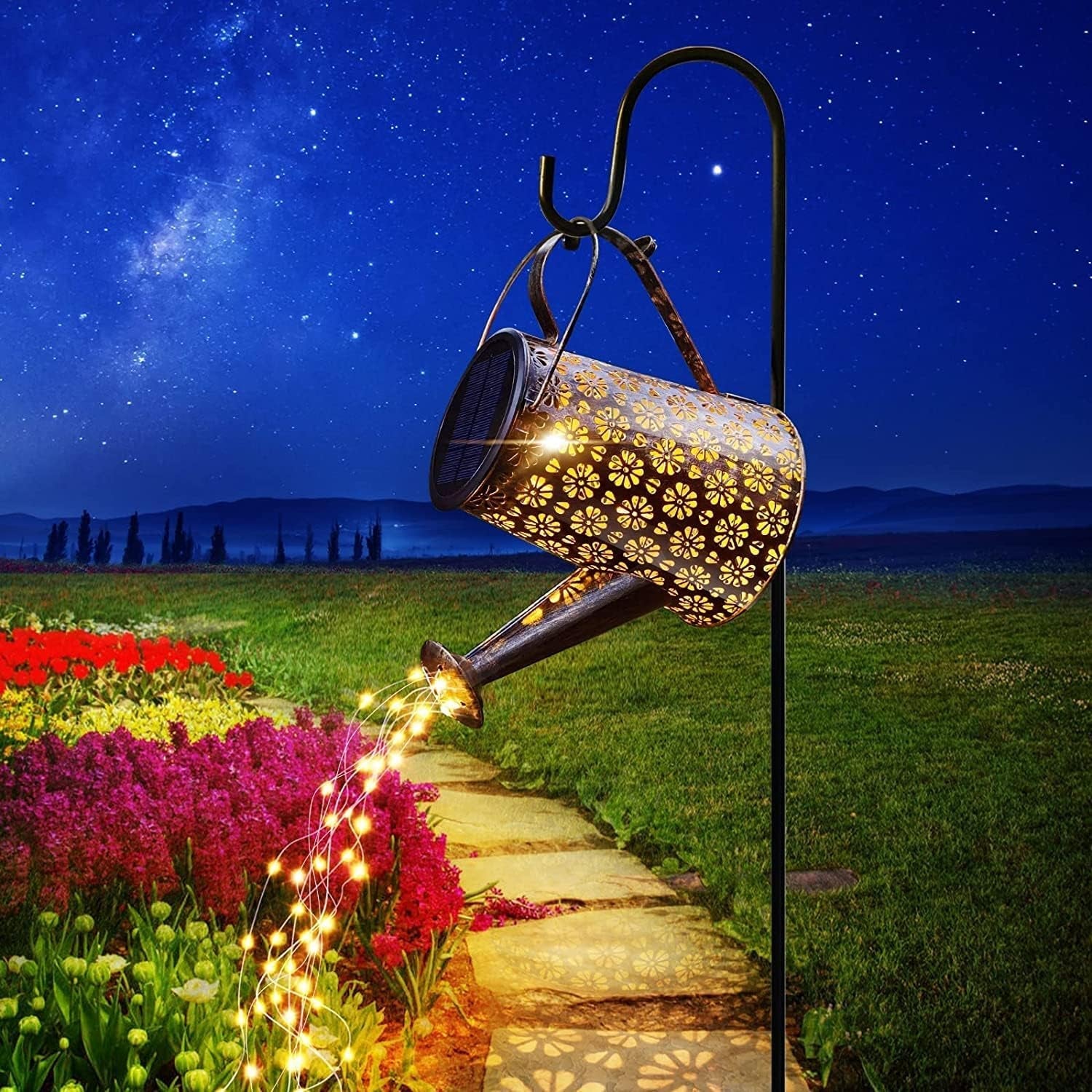 Solar Lights Outdoor Garden Decor, Large Hanging Lantern online Waterproof Watering Can