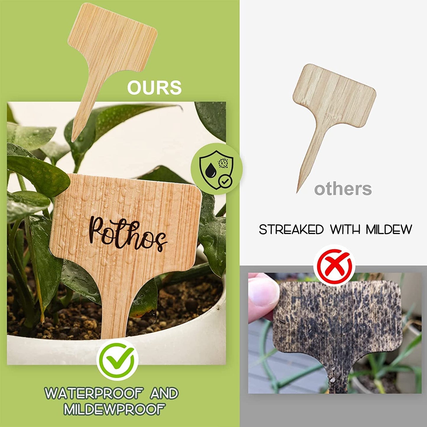 100Pcs Plant Labels, Garden Plant Markers, Plastic T-Type Plant Tags, Waterproof Garden Signs for Outdoor Garden Plants Garden Potted Plants (3.9” X 2.4”)