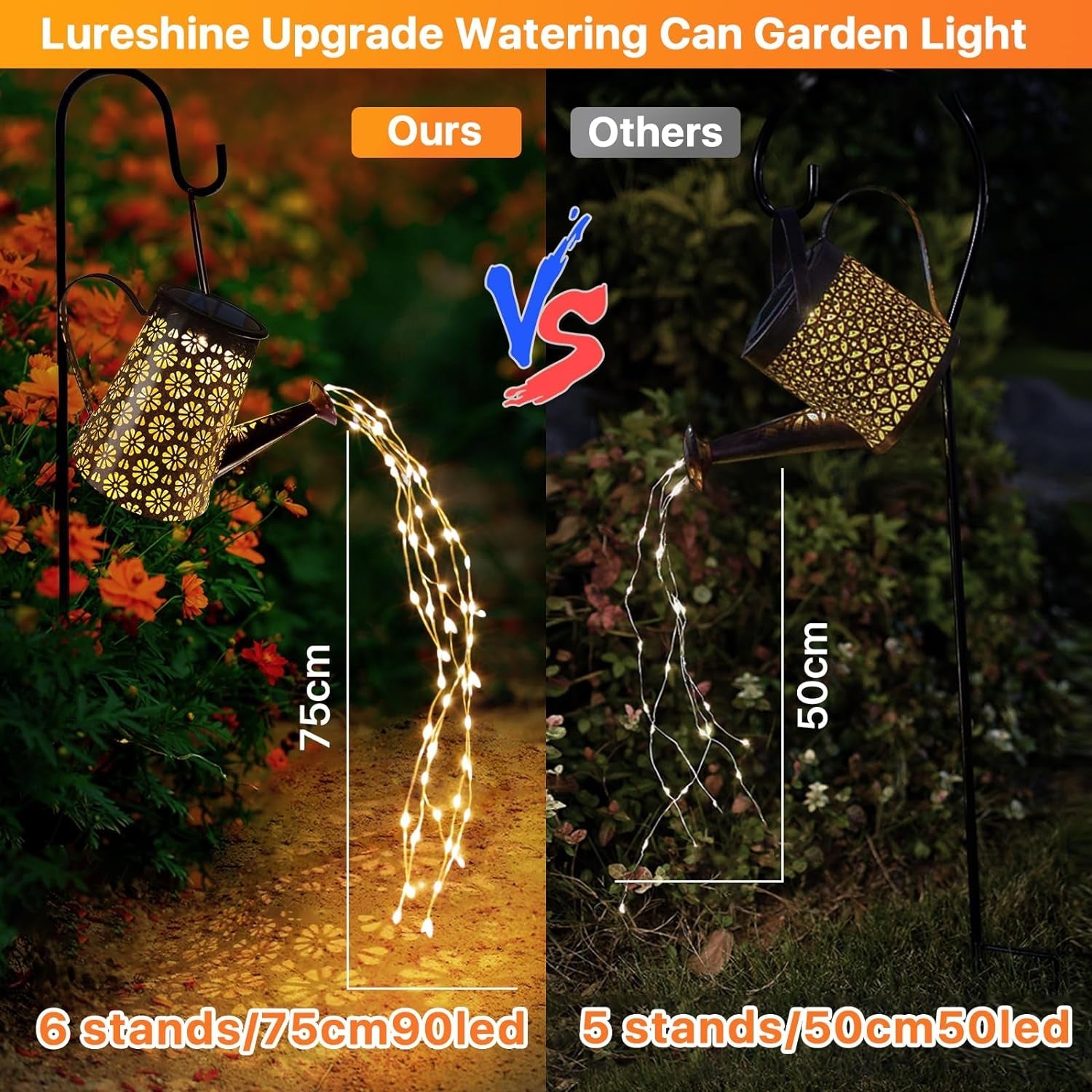 Outdoor Solar Watering Can with Lights Garden Decor Large Solar Powered Lanterns Hanging Waterproof LED Decorative Retro Metal Kettle String Lights for Table Yard Pathway Walkway Gardening Gifts