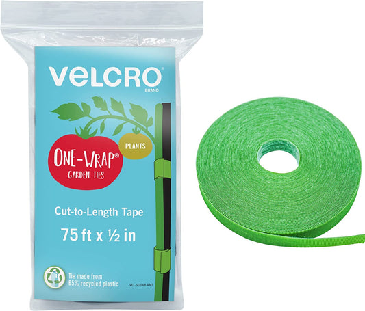 90648 ONE-WRAP Garden Ties | Plant Supports for Effective Growing | Strong Grips Are Reusable and Adjustable | Cut-To-Length, 75 Ft X 1/2 In, Green-Recycled Plastic