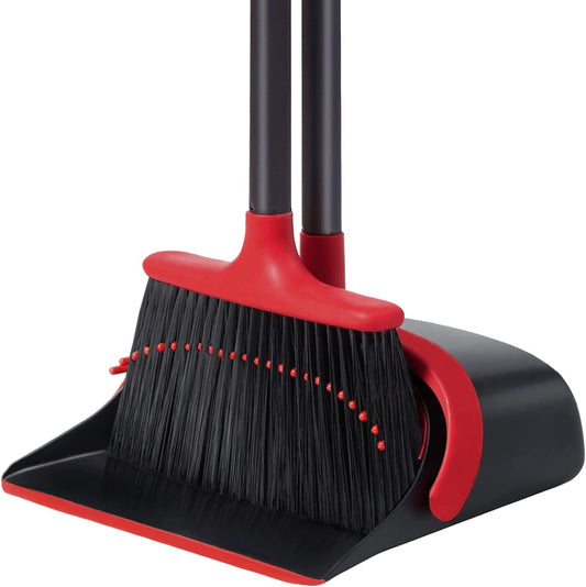 Broom and Dustpan Set for Home, Upgrade 52" Long Handle with Stand up Dustpan Combo Set for Office Kitchen Lobby Floor Use