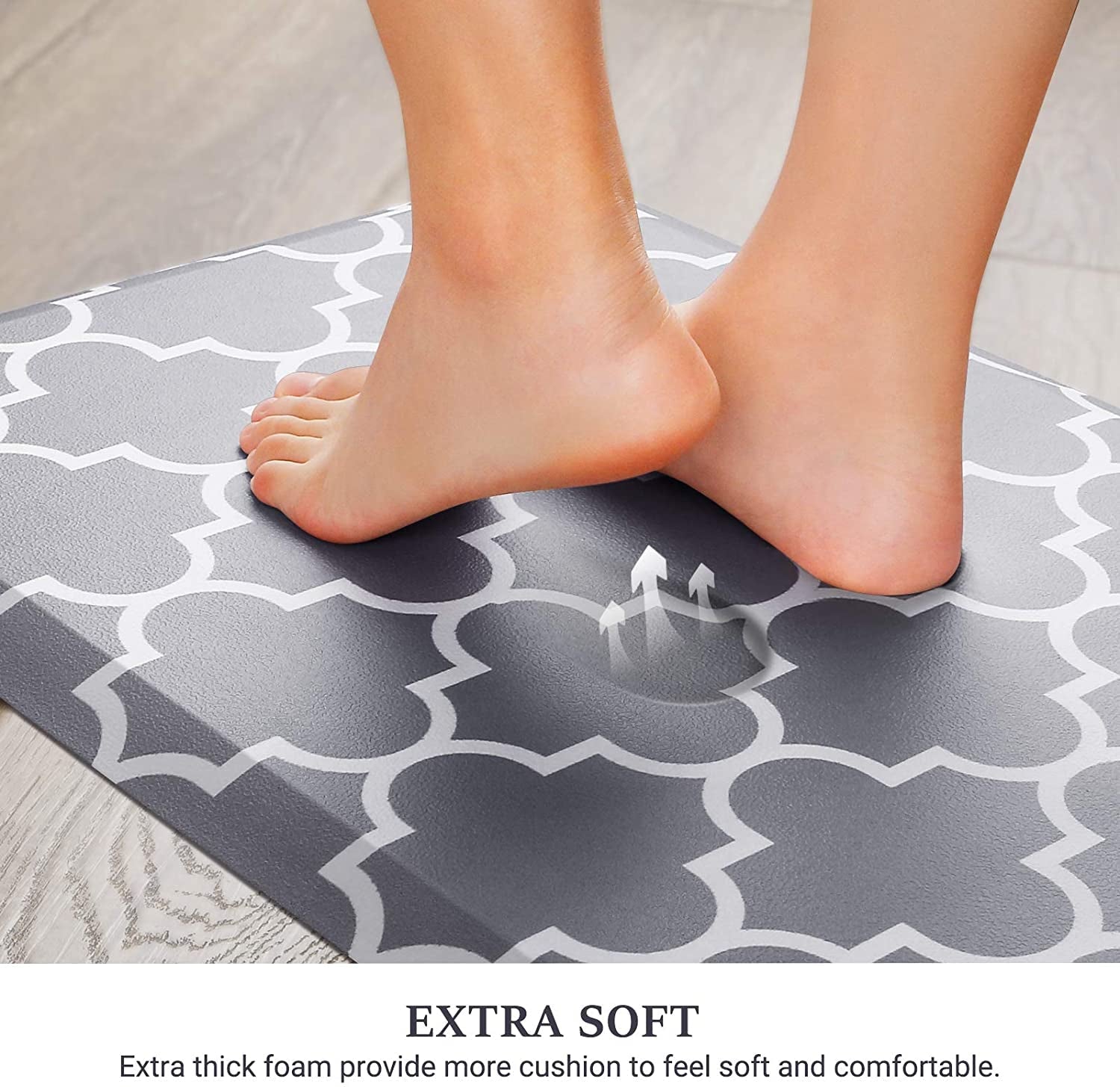 Kitchen Mat and Rugs Cushioned Anti-Fatigue,17.3"X 28",Non Slip Waterproof Ergonomic Comfort Mat for Kitchen, Floor Home, Office, Sink, Laundry, Grey