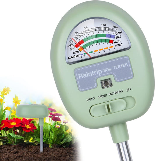 Soil Moisture Meter,4-In-1 Soil Ph Meter, Soil Tester for Moisture, Light,Nutrients, Ph,Soil Ph Test Kit, Great for Garden, Lawn, Farm, Indoor & Outdoor Use (No Battery Required)